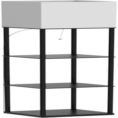 Modern Square Floor Lamp with Shelves and Adjustable Color Temperature Bulb for Living Room and Bedroom (Black)
